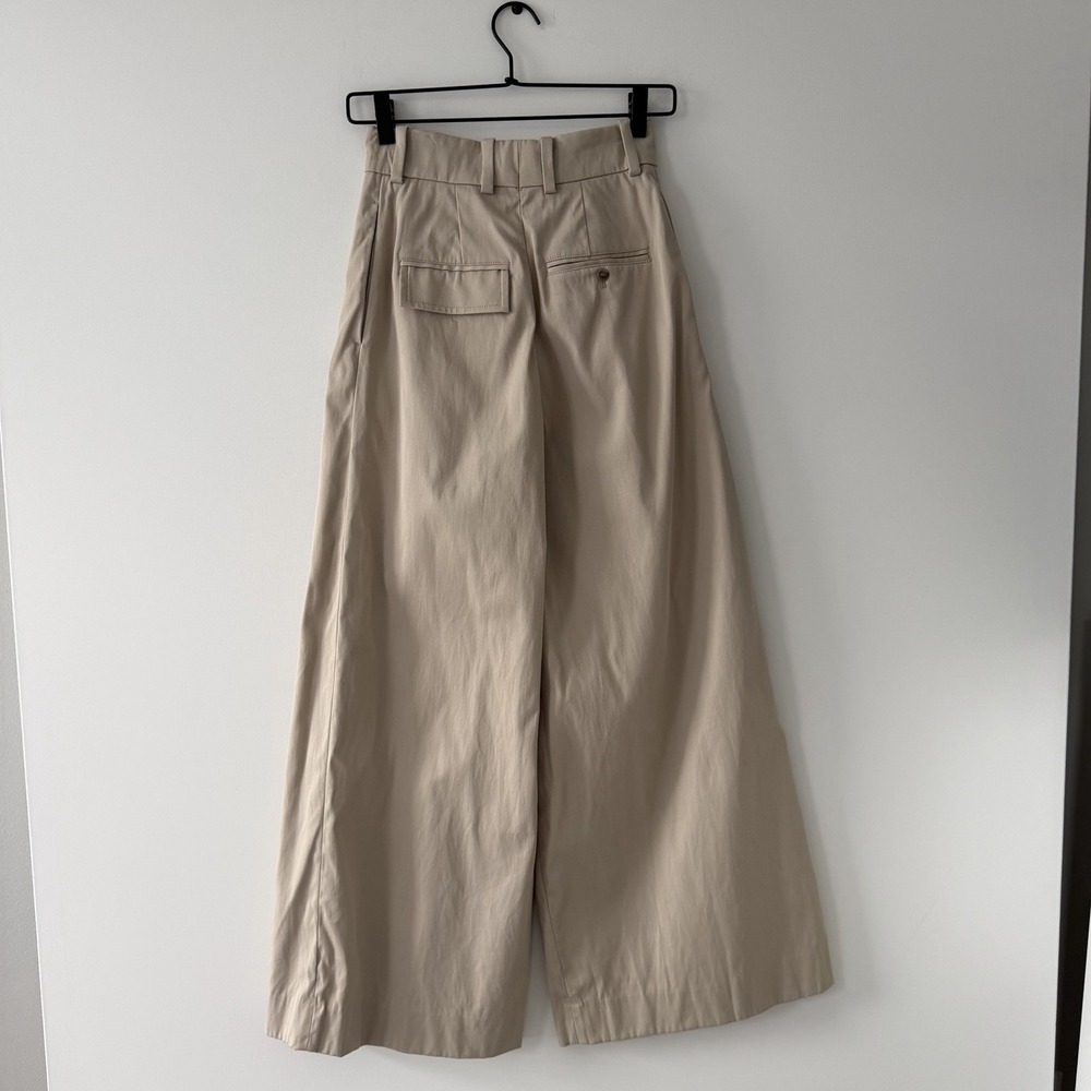 COS Pleated Wide Leg Pants Womens 2 26x28 Beige High Rise Cotton - Picture 4 of 8